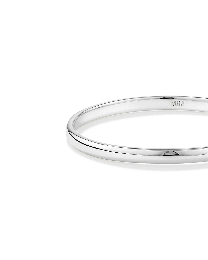 3.7mm Width Solid Round Baby Bangle in Sterling Silver