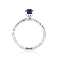 Solitaire Sapphire Ring with 0.25 Carat TW of Diamonds in 10kt White Gold