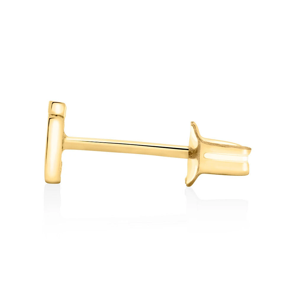 G Initial Single Stud Earring in 10kt Yellow Gold