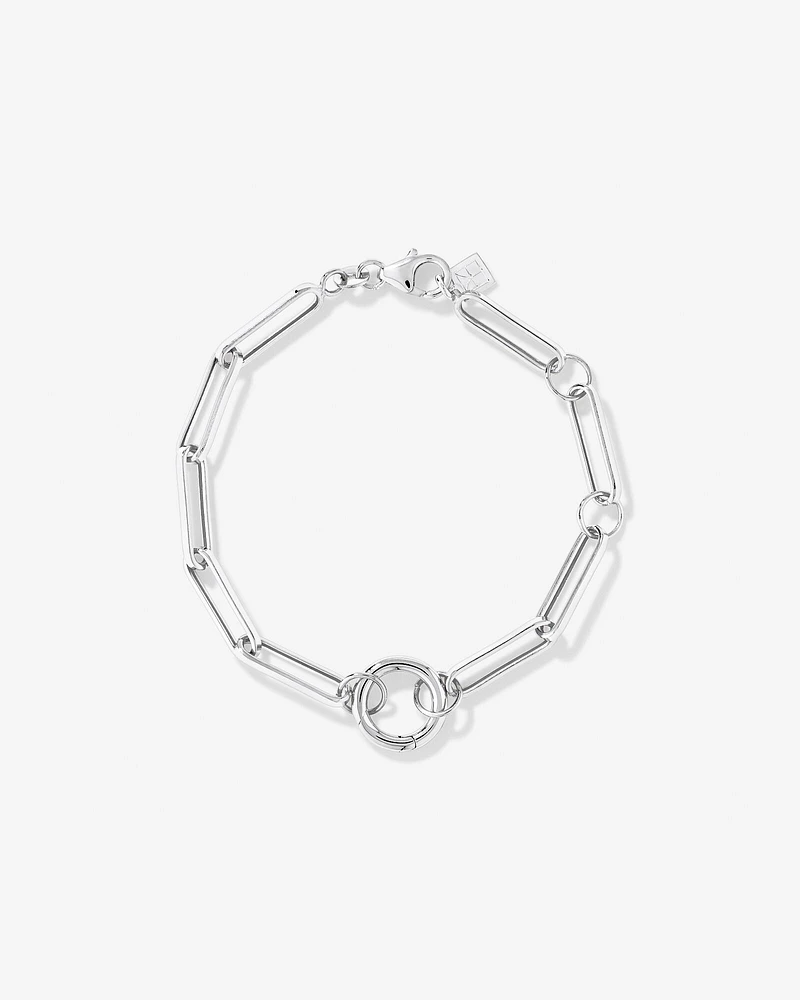 18cm (7") Square Paperclip Open Pendant Bracelet in Sterling Silver