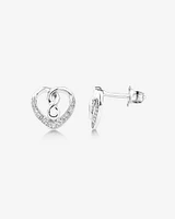 Boucles d'oreilles cœur et infini en argent sterling avec diamants totalisant 0,12 ct