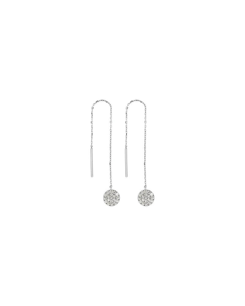 0.33 Carat TW Round Diamond Cluster Threader Earrings in 10kt White Gold