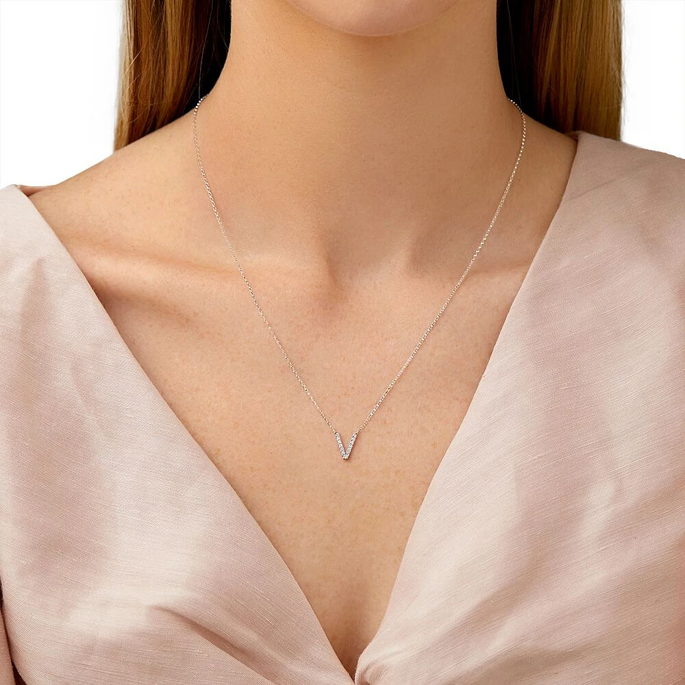 A' Initial necklace with 0.10 Carat TW of Diamonds in 10kt White Gold