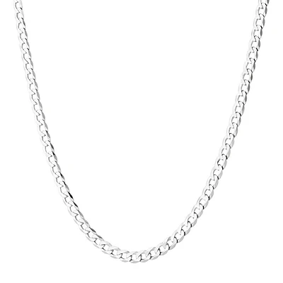 3.55mm Wide Flat Bevelled Curb Chain in 10kt White Gold