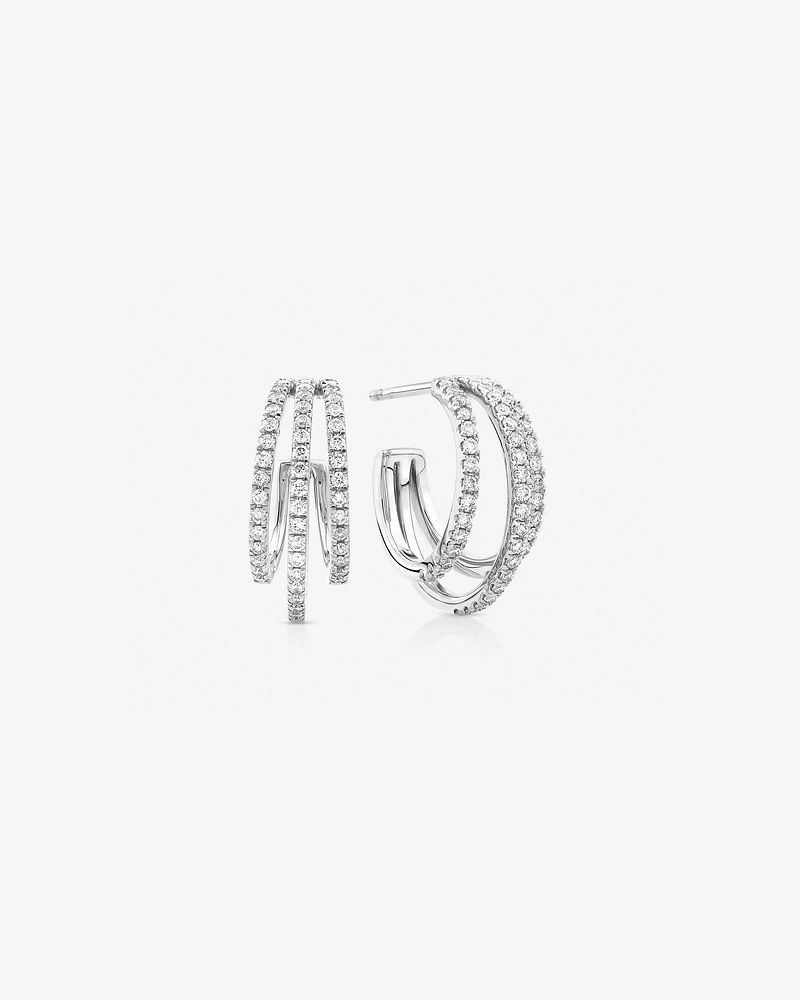 Illusion Hoop Earrings with 0.50 Carat TW of Diamonds in Sterling Silver