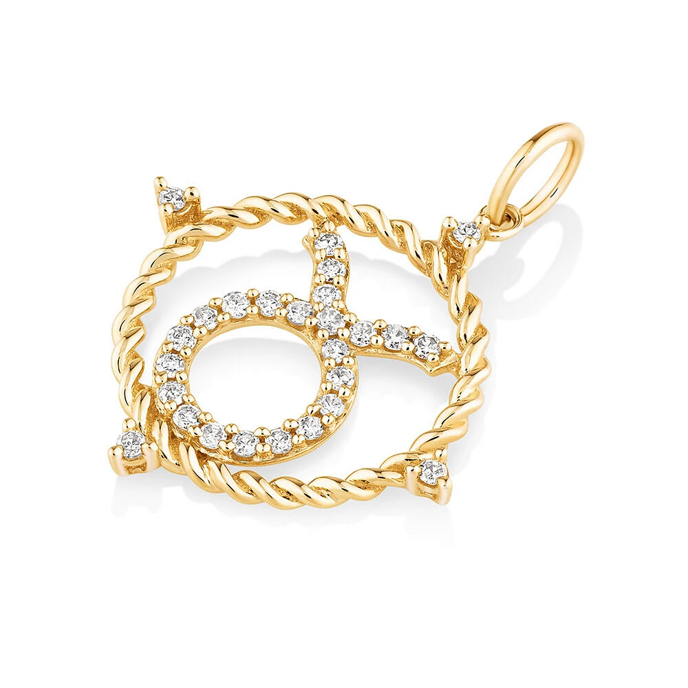 Taurus Zodiac Pendant with 0.20 Carat TW of Diamonds in 10kt Yellow Gold