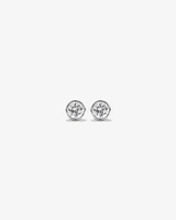 0.25 Carat TW Round Brilliant Diamond Solitaire Bezel Set Stud Earrings in 18kt White Gold