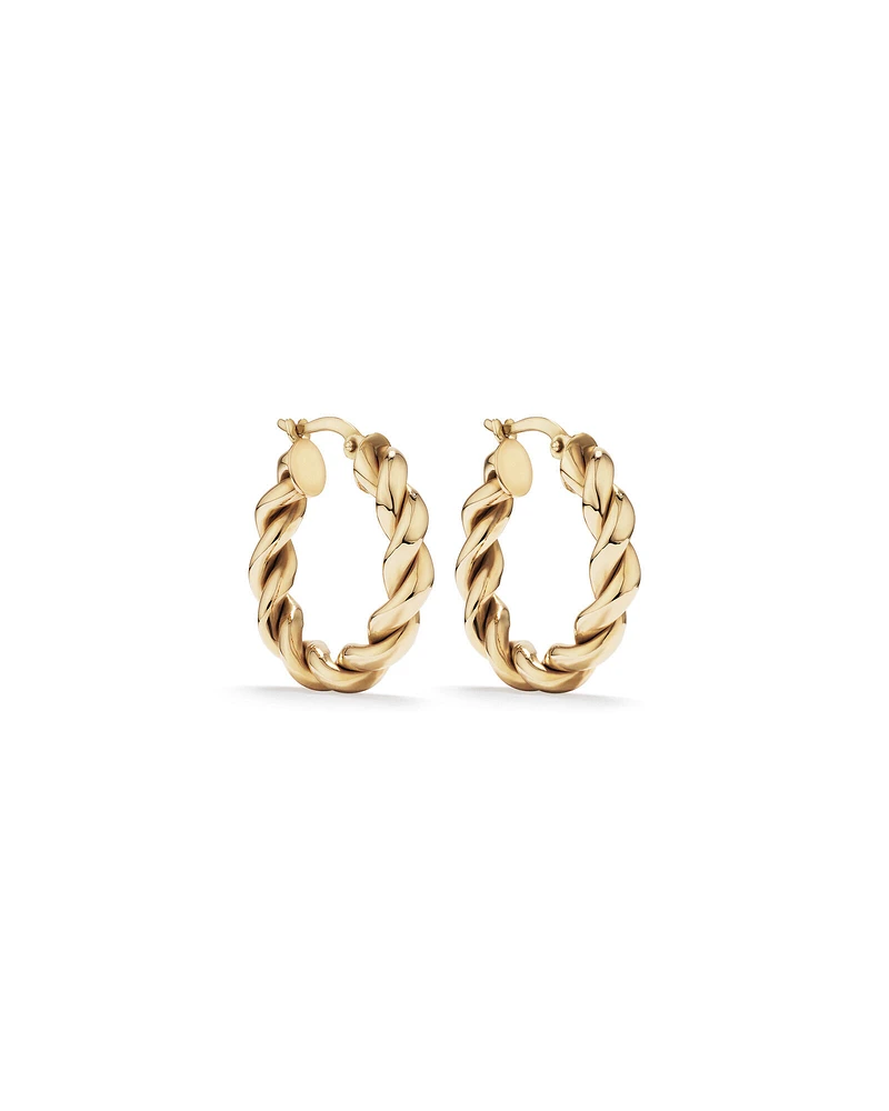 Croissant Twist 15mm Hoop Earrings in 10kt Yellow Gold