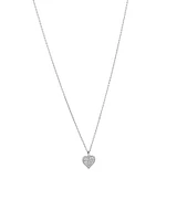 Cubic Zirconia Closed Heart Pendant Necklace in Sterling Silver