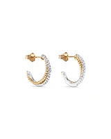 Crossover Hoop Earrings with .20 Carat TW Diamonds in Sterling Silver and 10kt Yellow gold