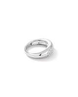 Pavé Set Cubic Zirconia Wide Dome Ring in Sterling Silver