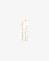 Threader Earrings with Cultured Freshwater Pearls in 10kt Yellow Gold