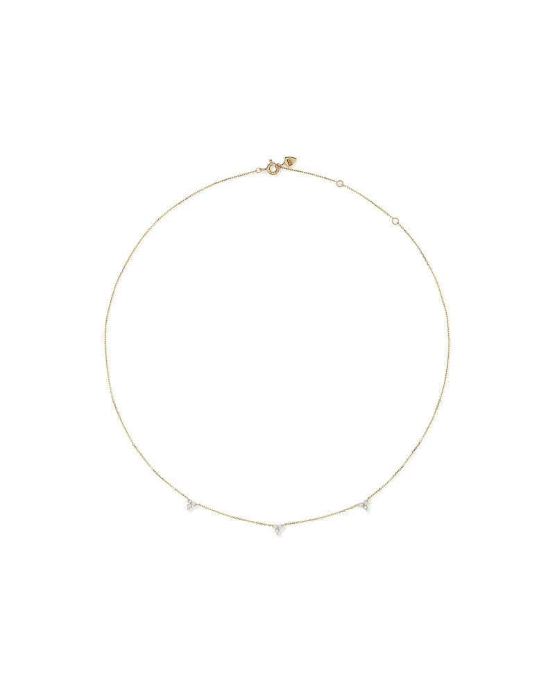 Station Necklace With 0.25 Carat TW Diamonds in 10kt Yellow Gold