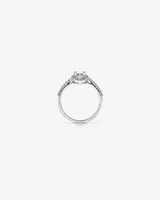 Pear Shaped Cubic Zirconia Halo and Side Accent Ring in Sterling Silver