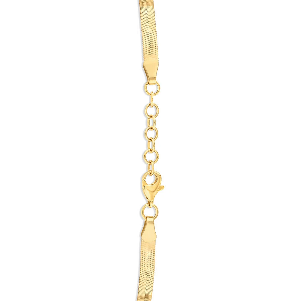 3.5mm Wide Herringbone Snake Chain Bracelet in 10kt Yellow Gold