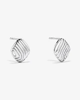 Wavy Ridge Textured Square Stud Earrings in Sterling Silver