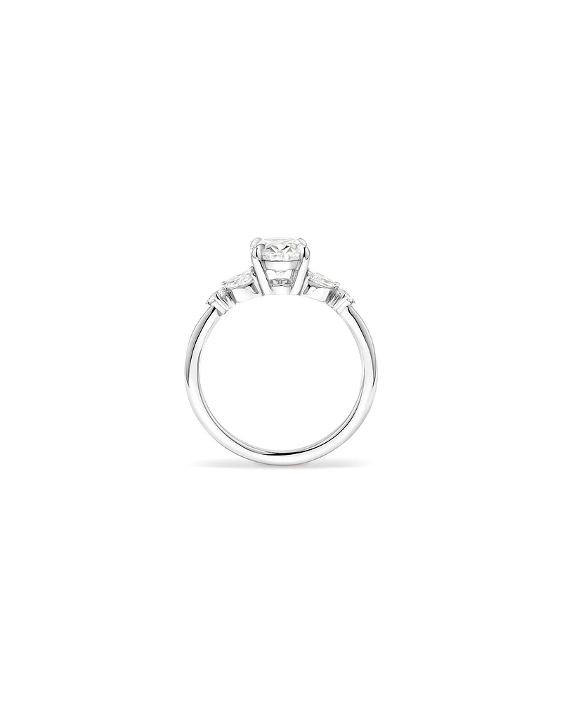 1.73 Carat TW Oval Cut Laboratory-Grown Diamond Marquise Cut Side Stone Engagement Ring in 14kt White Gold