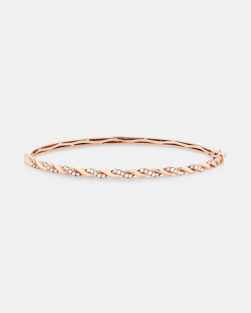 Twist Bangle With 0.33 Carat TW Diamonds In 10kt Rose Gold