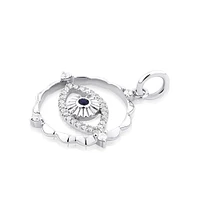 Evil Eye Motif Pendant with Sapphire & 0.10 Carat TW of Diamonds in Sterling Silver