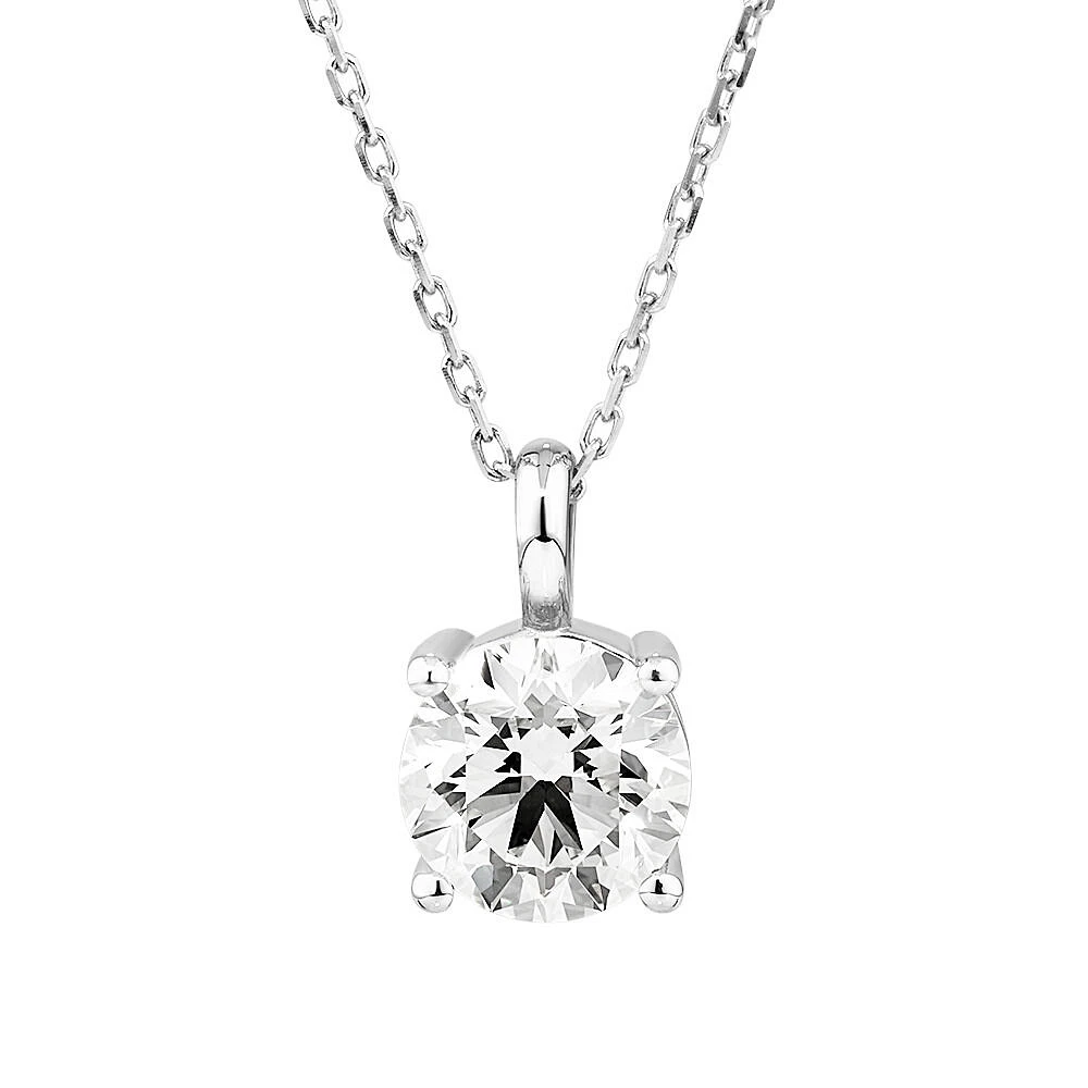 1.00 Carat TW Flawless Diamond Solitaire Necklace in 18kt White Gold