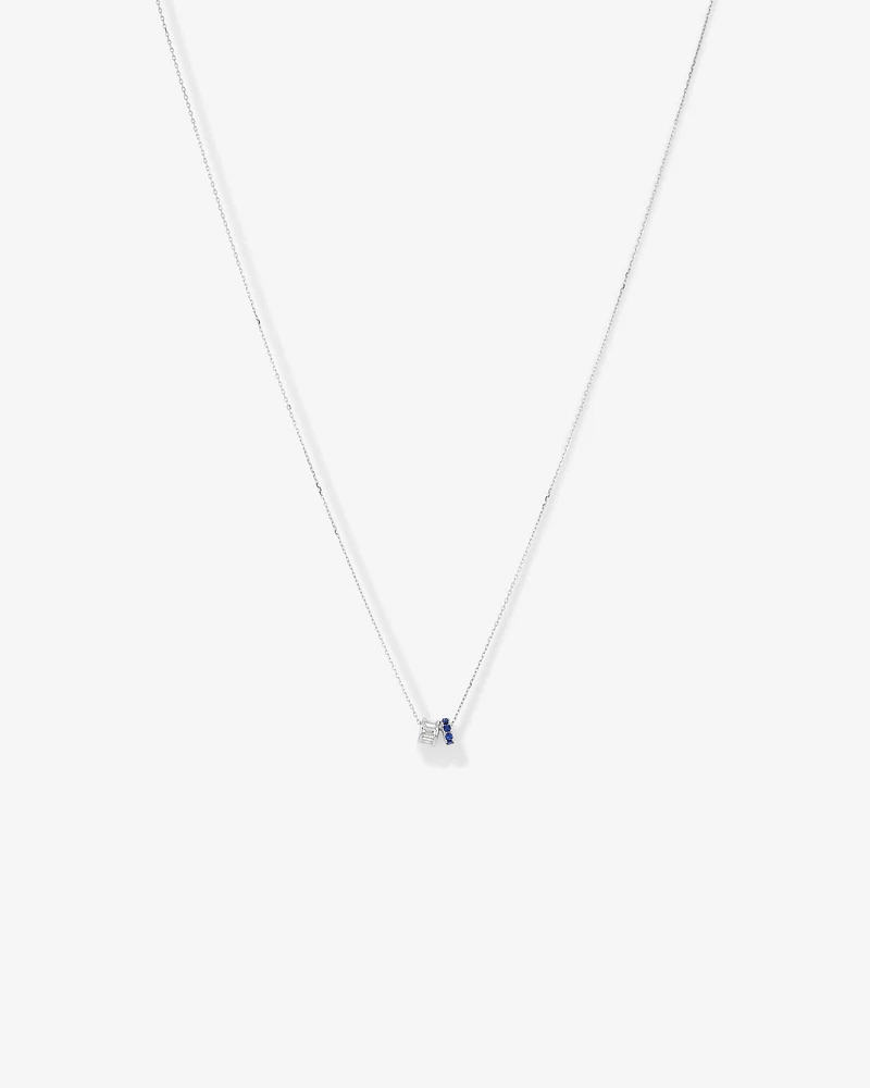 Sapphire & Diamond Dot Dash Rondell Pendant with 0.21 Carat TW in 10kt White Gold