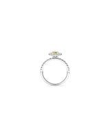 1.54 Carat TW Yellow Oval Cut Laboratory-Grown Diamond Halo Engagement Ring in 14kt White Gold