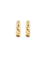 Diamond-Cut Dome Hoop Studs in 10kt Yellow Gold