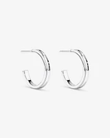 Flared Narrow Half Hoop Stud Earrings in Sterling Silver