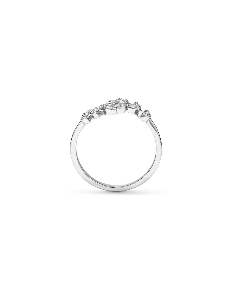 Cubic Zirconia Open Bypass Vine Ring in Sterling Silver