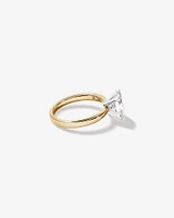 Bague de fiançailles solitaire en or jaune et blanc 14 carats, taille ovale, diamant de synthèse de 2,00 carats