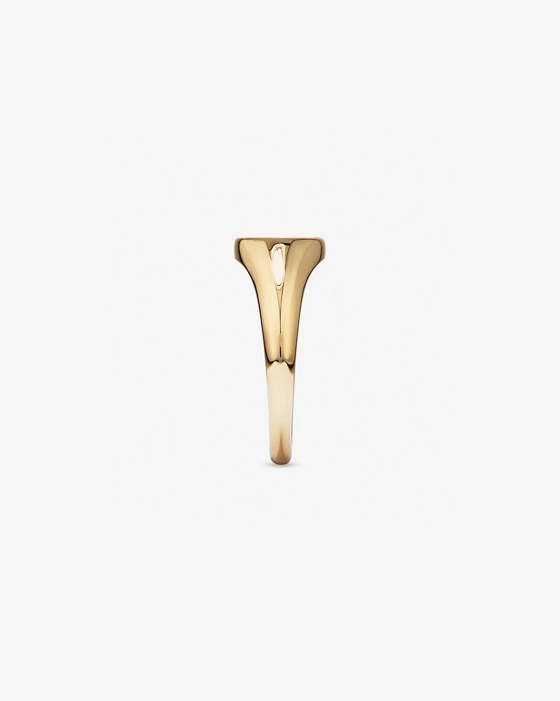 Sunray Round Signet Ring in 10kt Yellow Gold