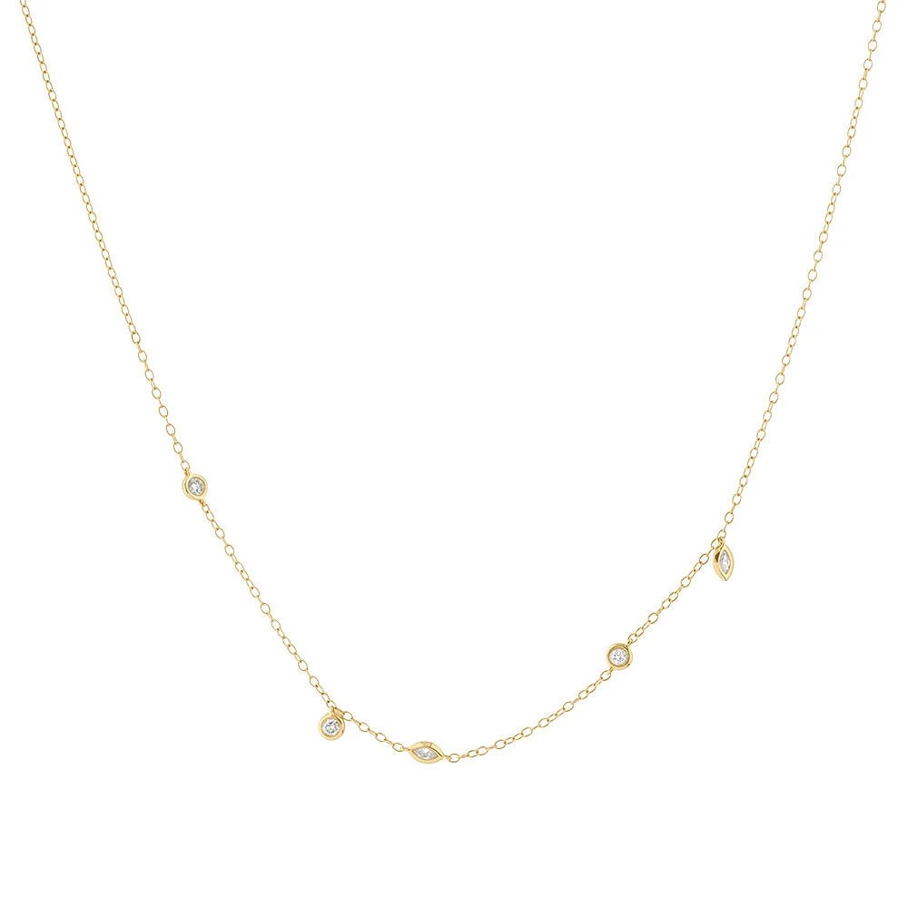 Station Necklace with 0.15 Carat TW of Diamonds in 10kt Yellow Gold