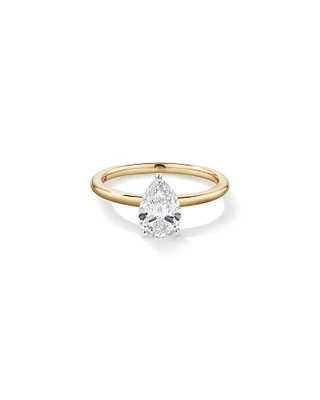 1.25 Carat TW Pear Laboratory-Grown Diamond Solitaire Engagement ring in 14kt Yellow and White Gold