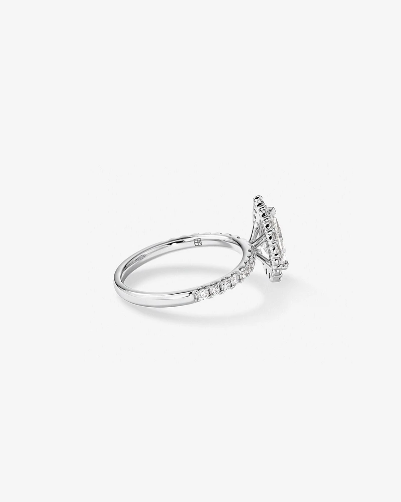 1.82 Carat TW Pear Cut Laboratory-Grown Diamond Halo Engagement Ring in 14kt White Gold