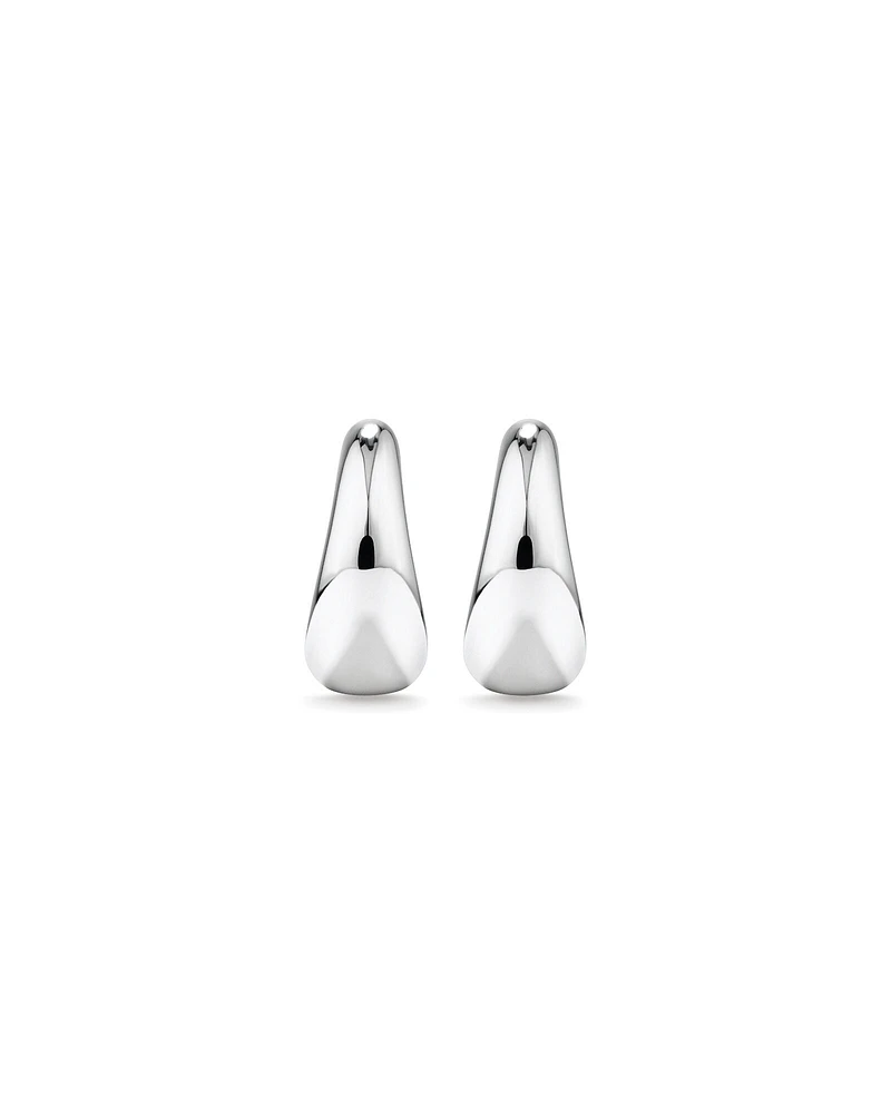 Tapered Dome Huggie Earrings in Sterling Silver