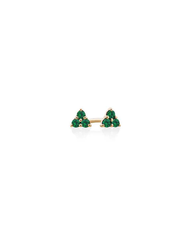 Trio Emerald Earrings in 10kt Yellow Gold