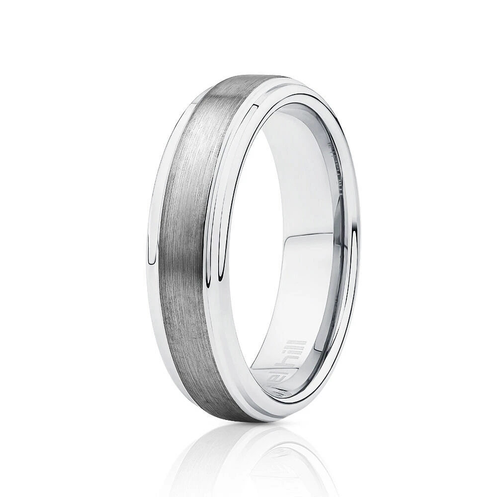 Bague en tungstène de saphir gris pour homme