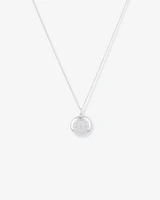 Diamond Accent Engraved Round Locket With Chain in Sterling Silver