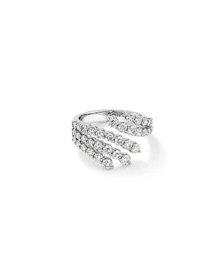 2,00 carats TW Bague bypass éventail graduée en diamant en or blanc 18kt