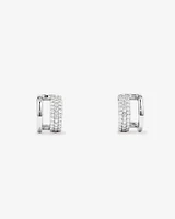 Cubic Zirconia Double Hoop Stud Earrings in Sterling Silver