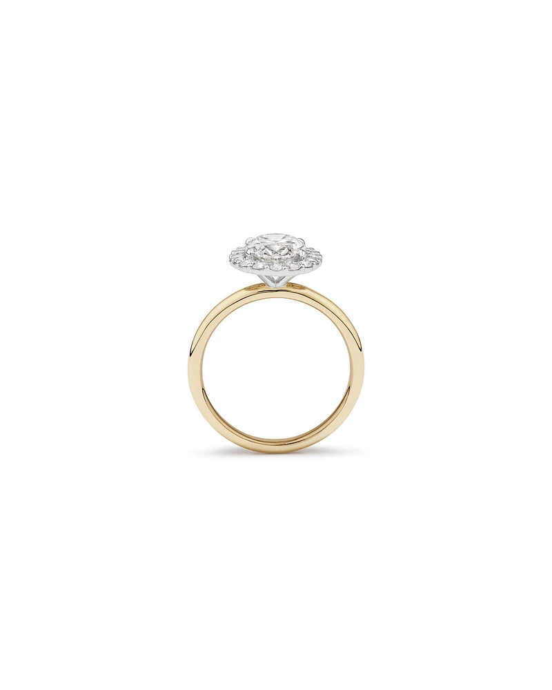 2.34 Carat TW Oval Cut Laboratory-Grown Diamond Halo Engagement Ring in 14kt Yellow and White Gold