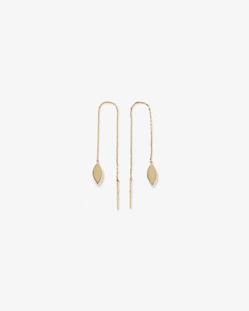 Marquise Disc Threader Earrings in 10kt Yellow Gold