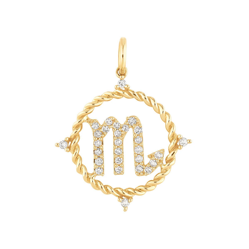 Scorpio Zodiac Pendant with 0.20 Carat TW of Diamonds in 10kt Yellow Gold