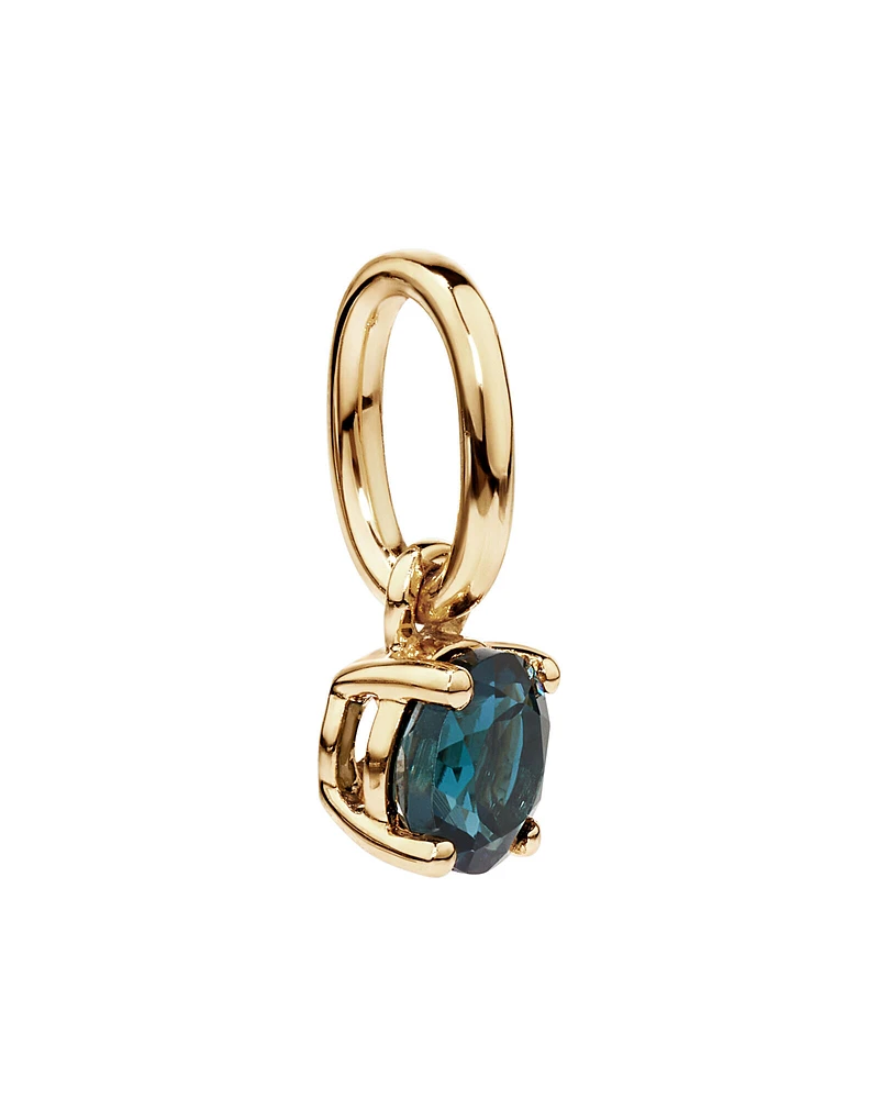 Round London Blue Topaz Birthstone Pendant in 10kt Yellow Gold