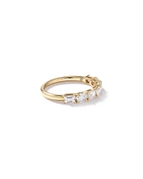 1.05 Carat TW Prong Set Emerald and Oval Cut Lab-Grown Diamond Wedding Band in 14kt Yellow Gold
