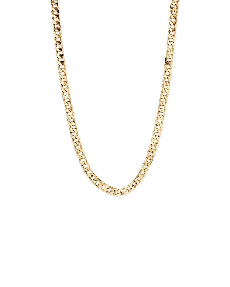 55cm (22") 8.9mm Width Solid Flat Bevelled Curb Chain in 10kt Yellow Gold