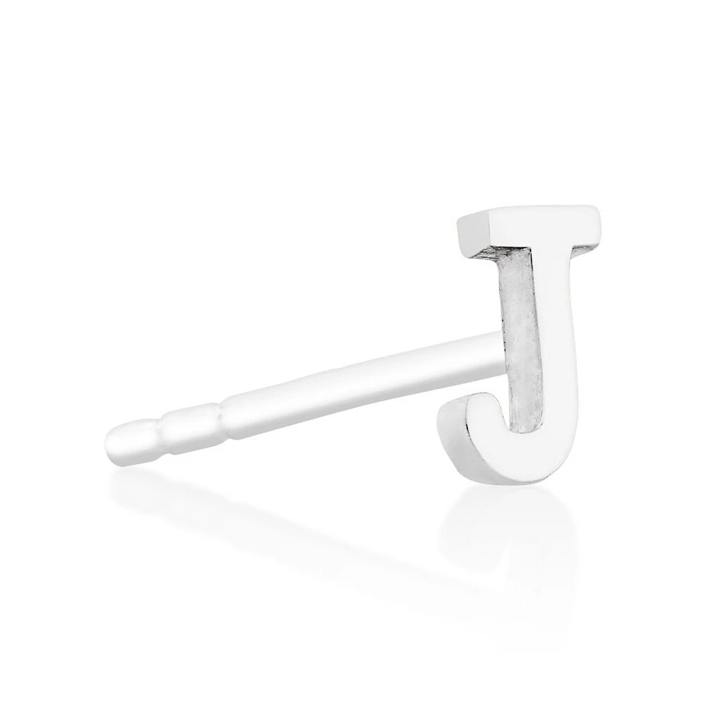 E Initial Single Stud Earring in Sterling Silver