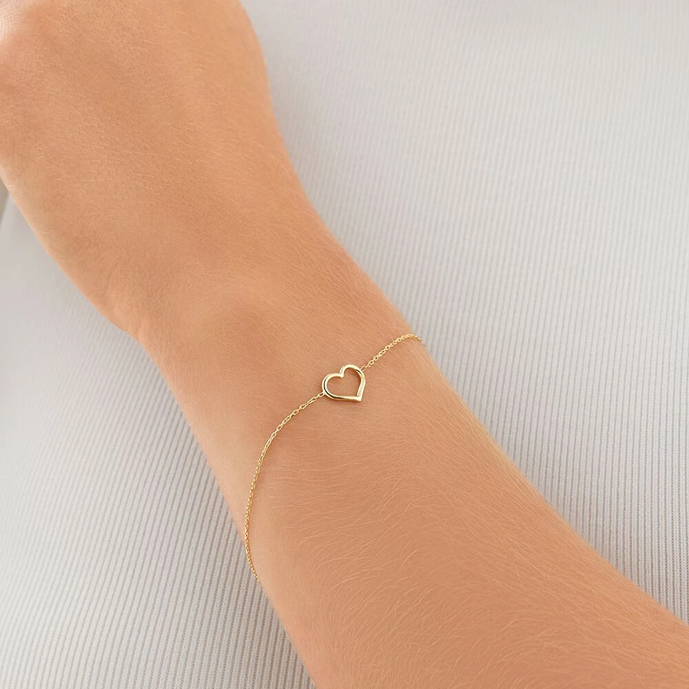 19cm (7.5") Heart Bracelet in 10kt Yellow Gold