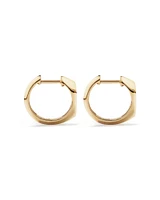 Diamond Star Accent Signet Huggie Hoop Earrings in 10kt Yellow Gold