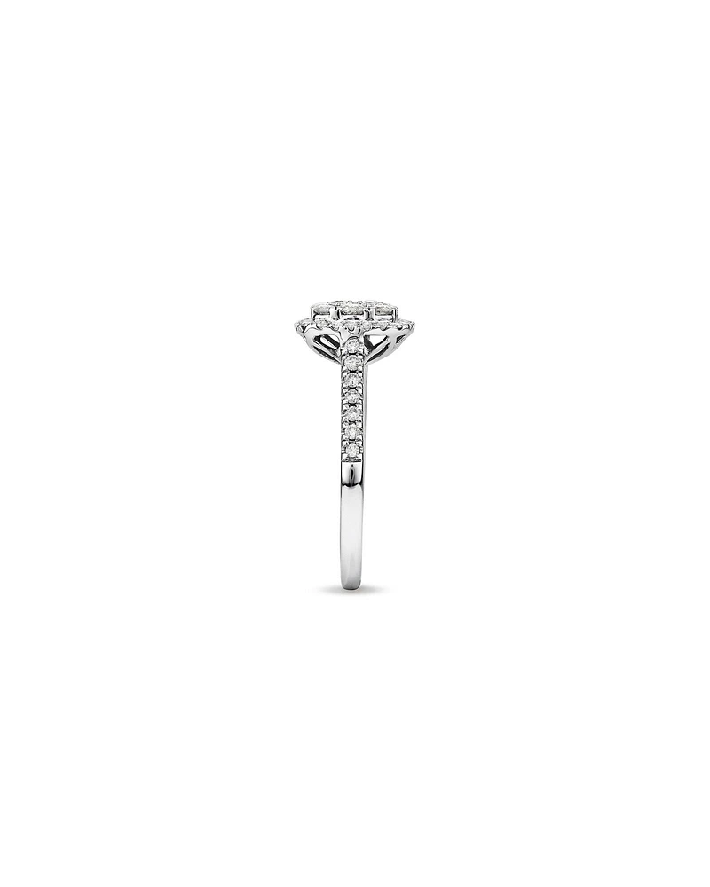 Square Cluster Halo Ring with 0.75 Carat TW of Diamonds in 10kt White Gold